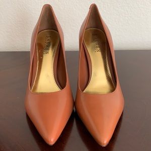 Ralph Lauren cognac high heels